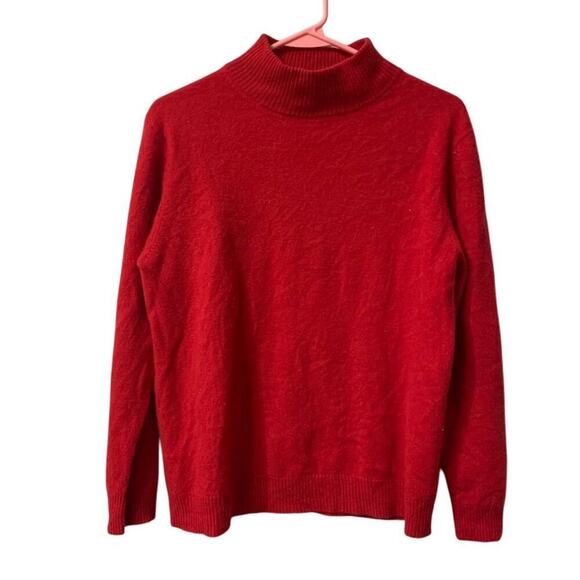 Women's Red Cashmere Turtleneck Sweater Size L Long Sleeve Casual - Picture 1 of 5